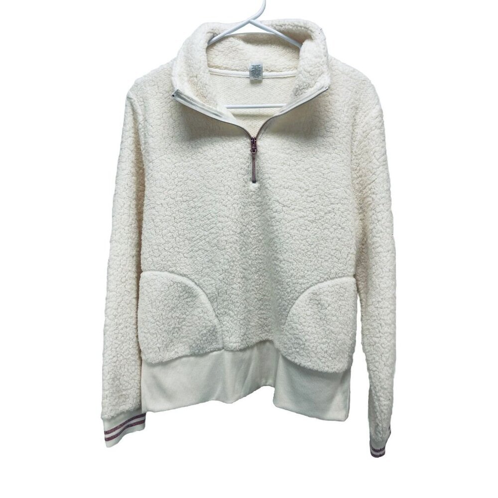 NEW Xersion Women’s Sweater Quitter Zip Soft Touch White Size M Comfort Waist